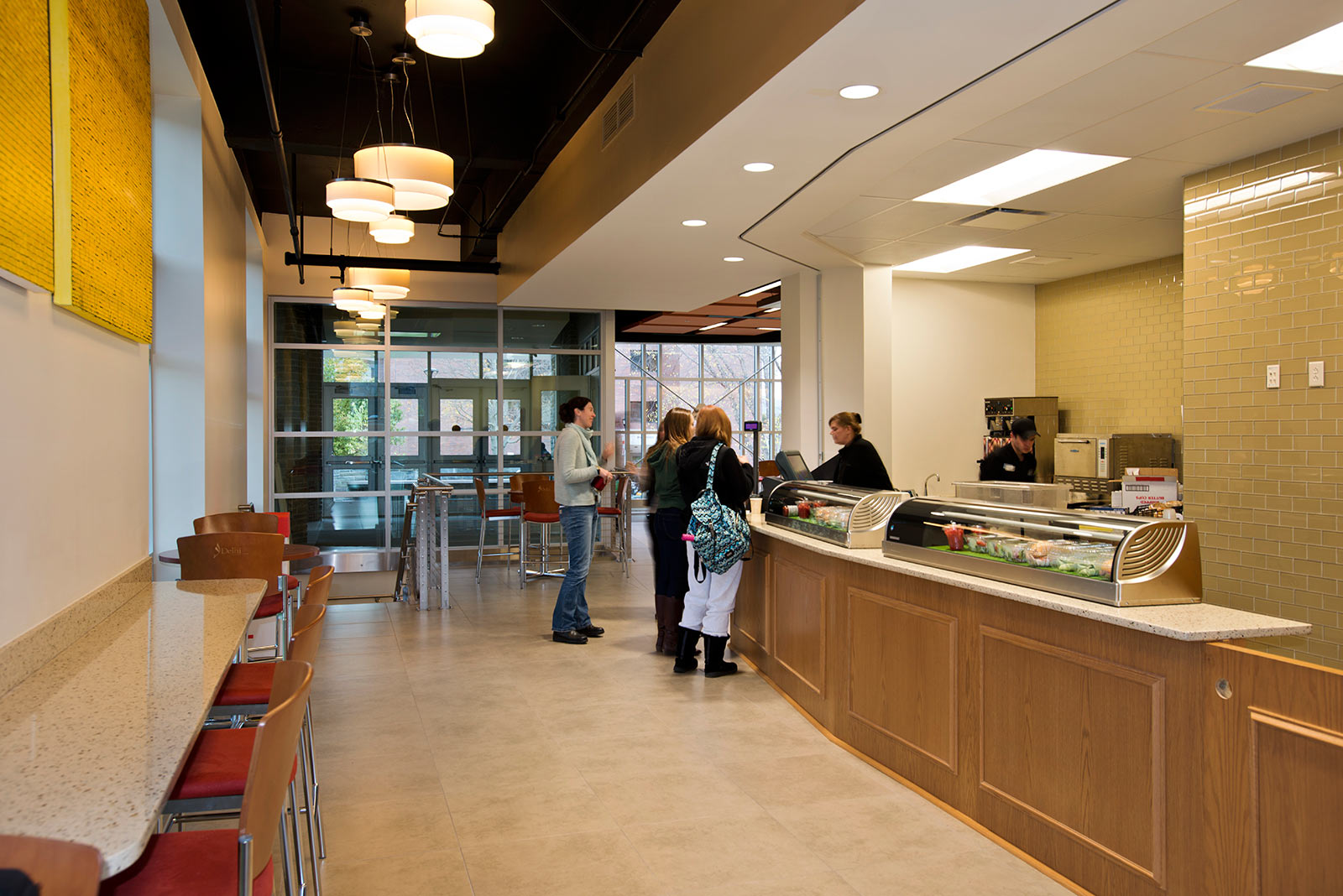 Food services facility designed by Mosaic Associates for an academic building renovation of Sanford Hall at SUNY-Delhi.